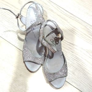 Alice and Olivia Silver Sequin Heels